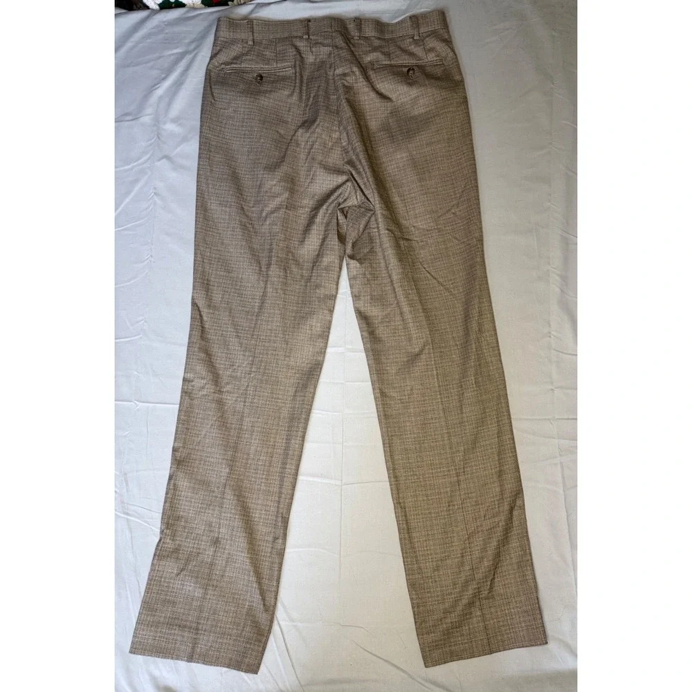 Ralph Lauren Mens Brown Glen Plaid Pleated Dress Pants 36W x 34L Trousers